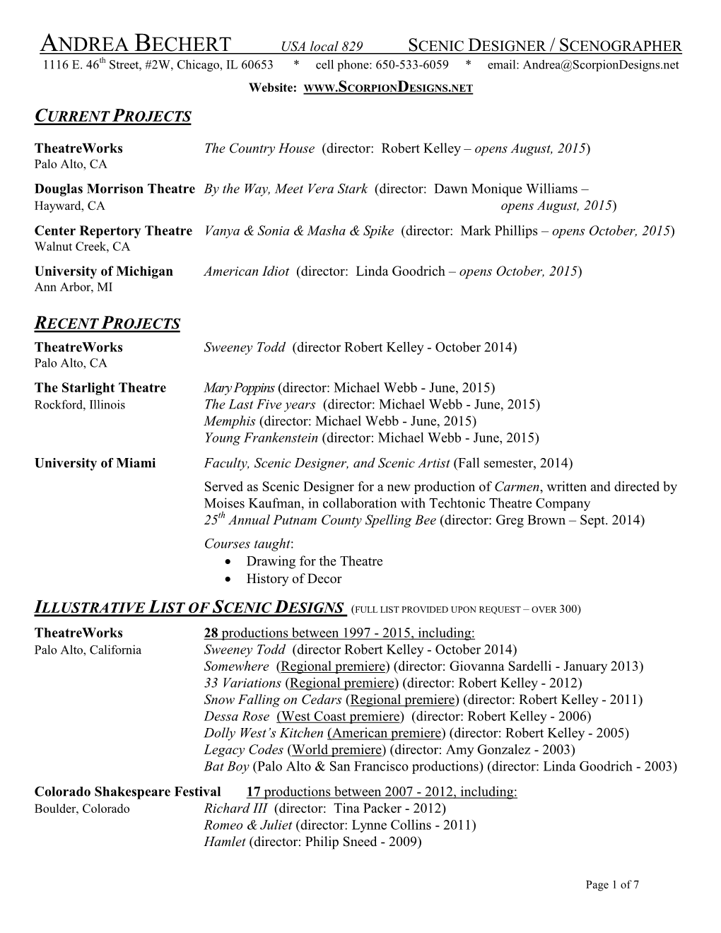 ANDREA BECHERT Scenic Designer / Scenographer