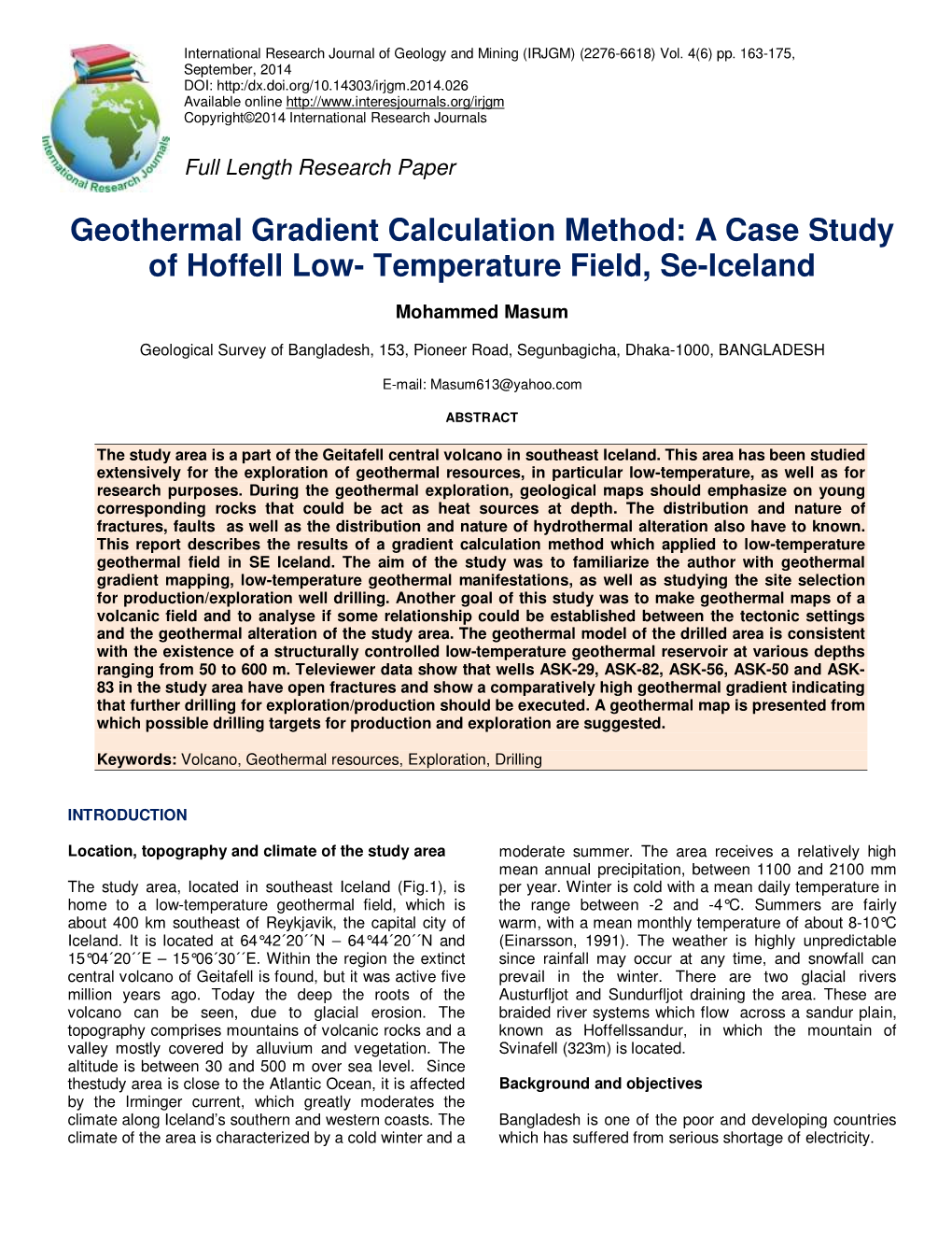 Geothermal Gradient Calculation Method: a Case Study of Hoffell Low- Temperature Field, Se-Iceland