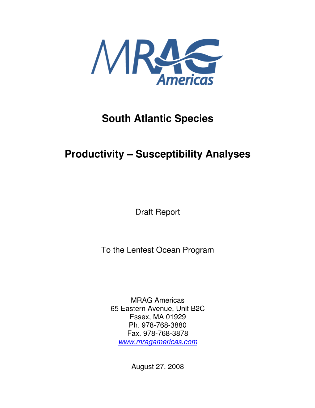 MRAG South Atlantic PSA Draft Report