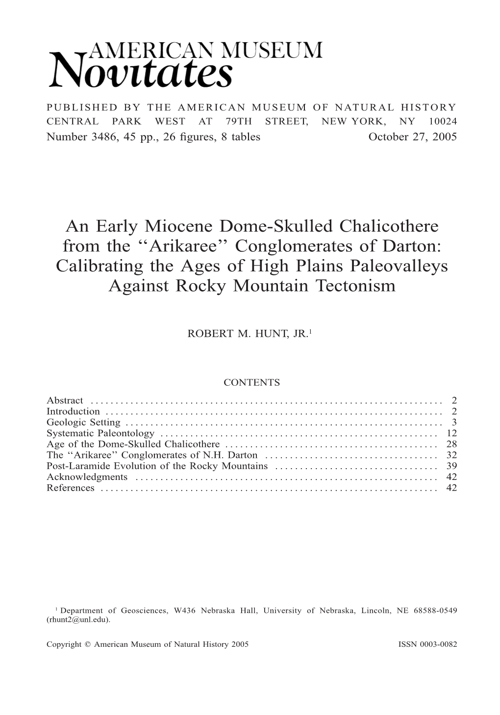 An Early Miocene Dome-Skulled Chalicothere