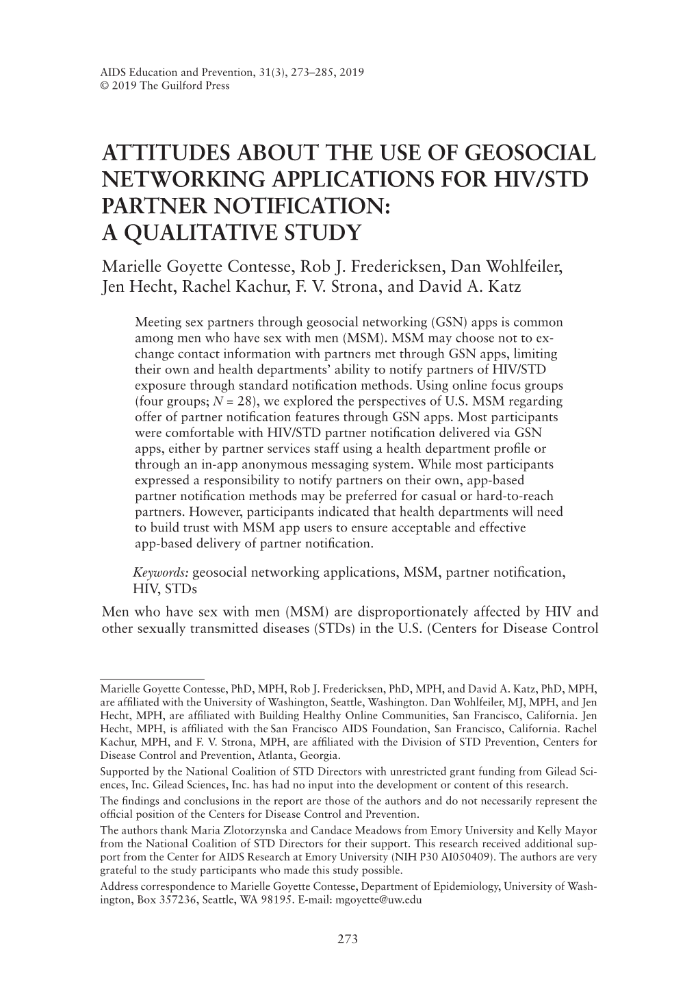 Attitudes About Geosocial Networking Apps for HIV/STD Partner Notification