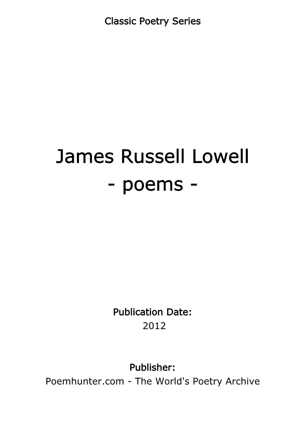 James Russell Lowell - Poems