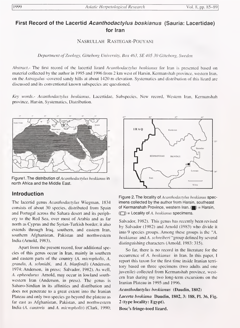 Sauria: Lacertidae) for Iran