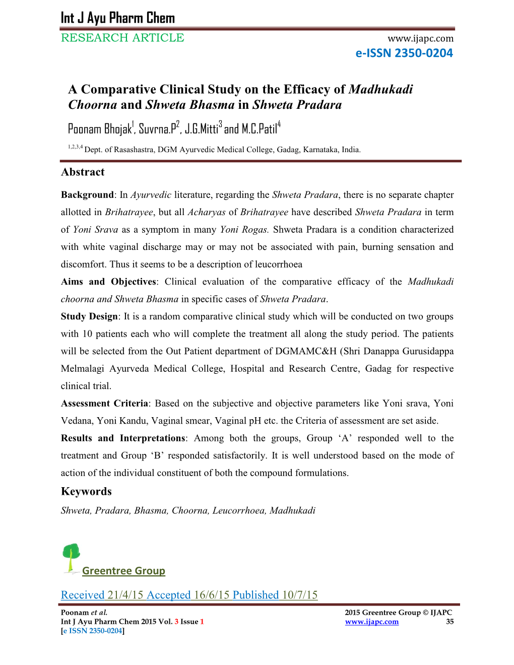 Int J Ayu Pharm Chem RESEARCH ARTICLE E-ISSN 2350-0204