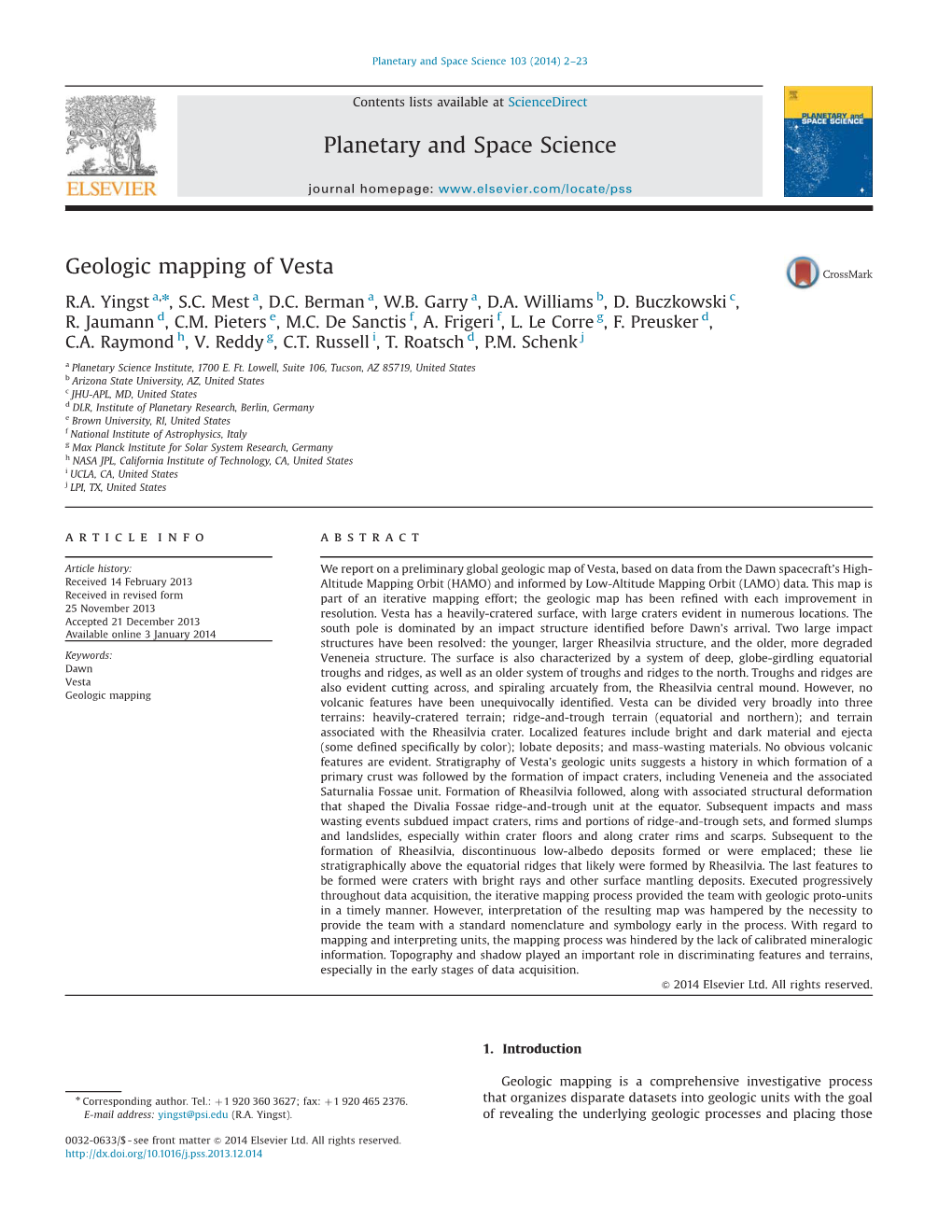 Geologic Mapping of Vesta