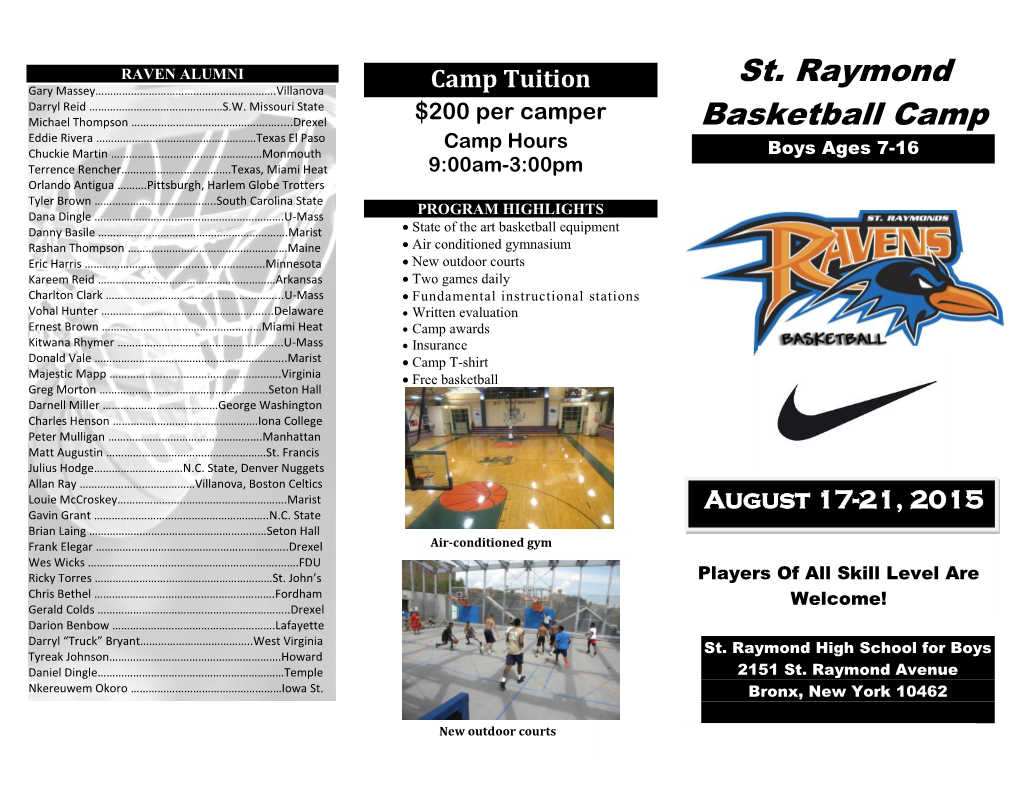 St. Raymond Basketball Camp