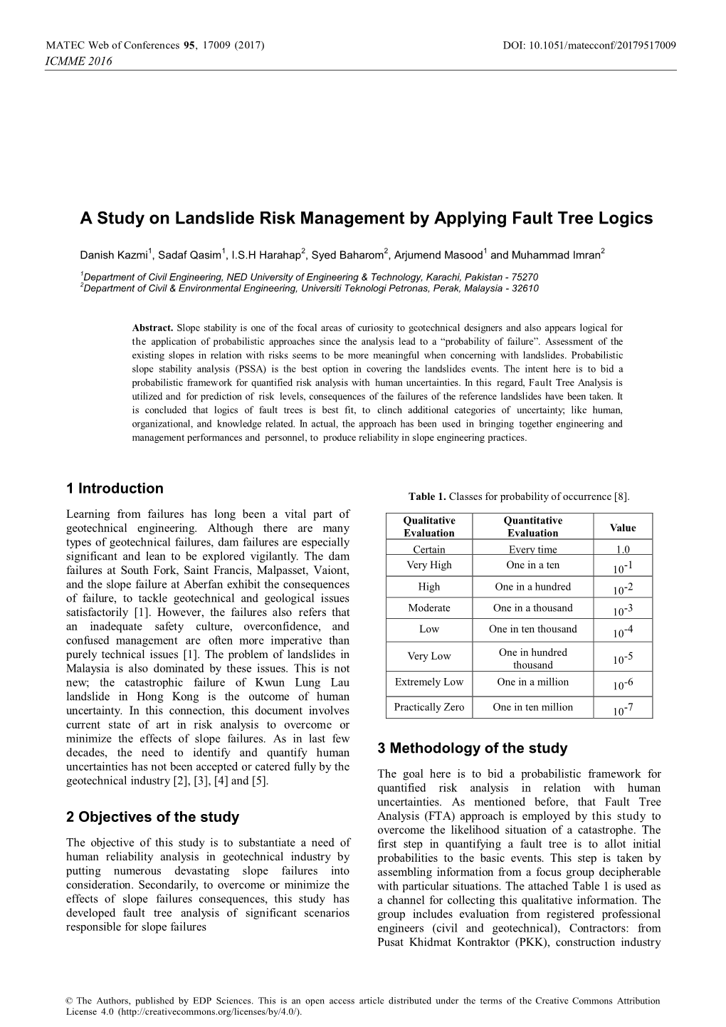 A Study on Landslide Risk Management by Applying Fault Tree Logics