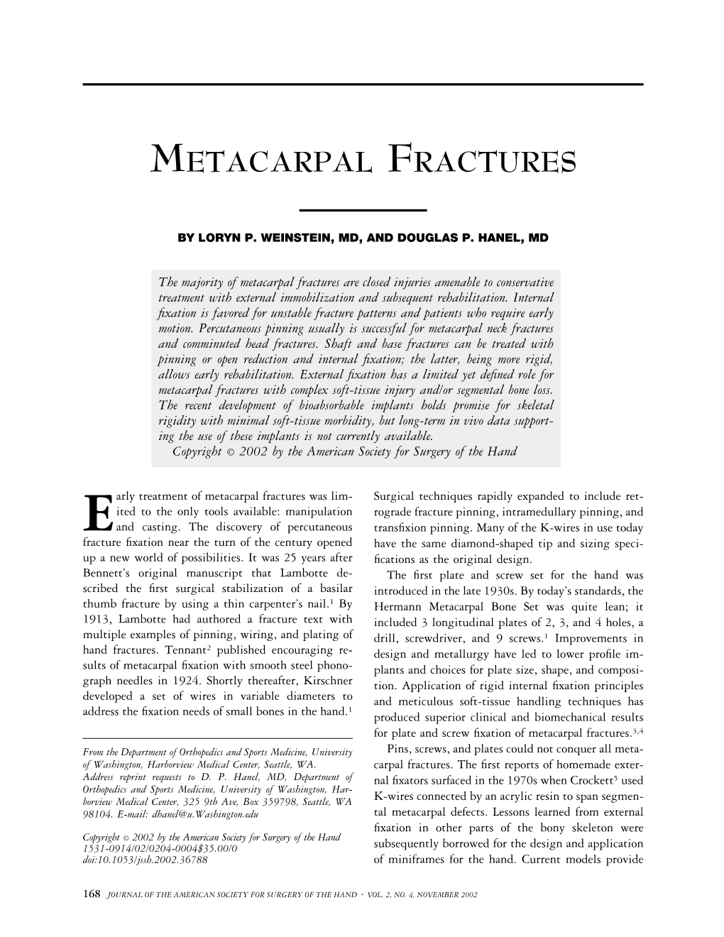 Metacarpal Fractures