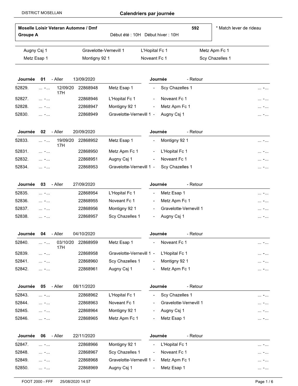 Calendrier Moselle Loisir-Vétérans