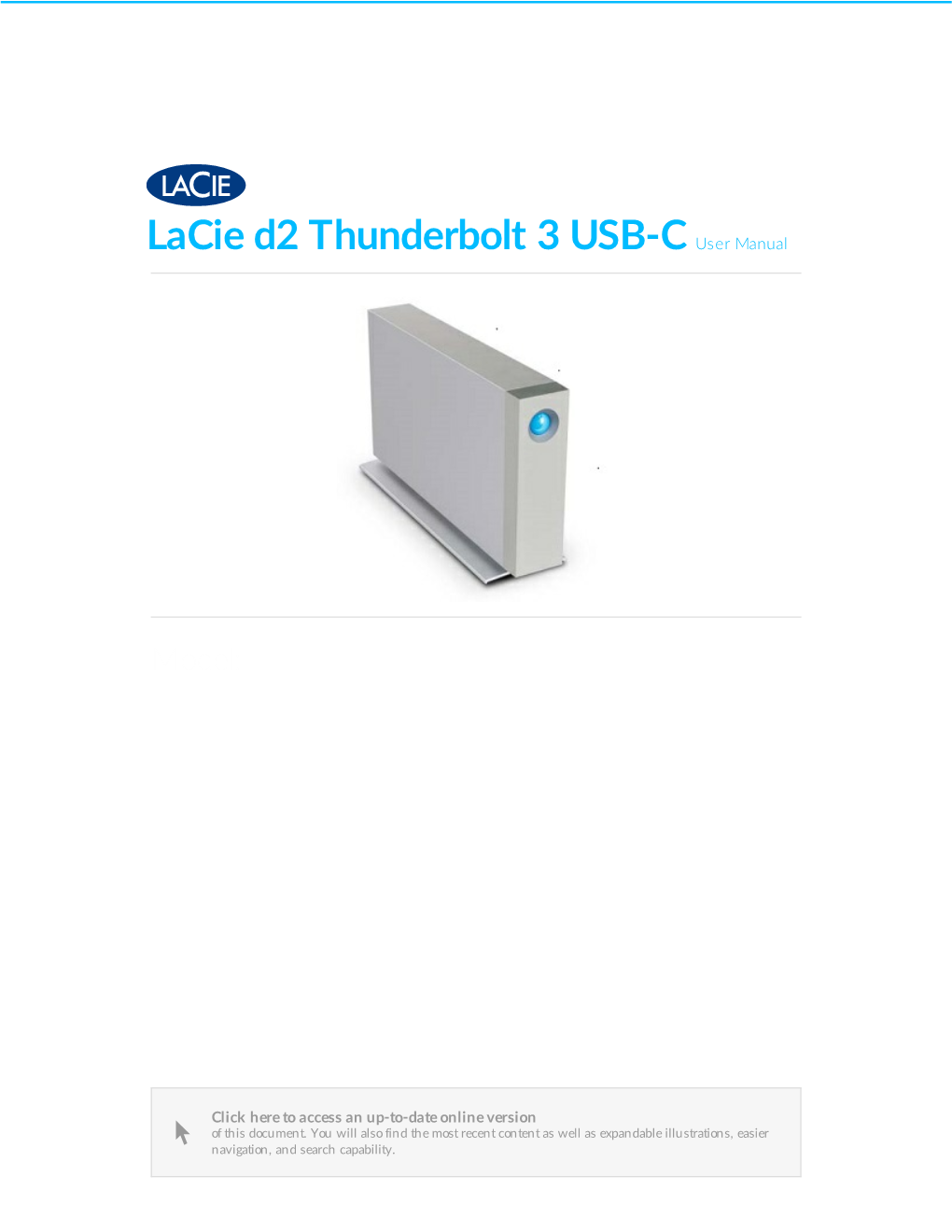 Lacie D2 Thunderbolt 3 USB-C User Manual