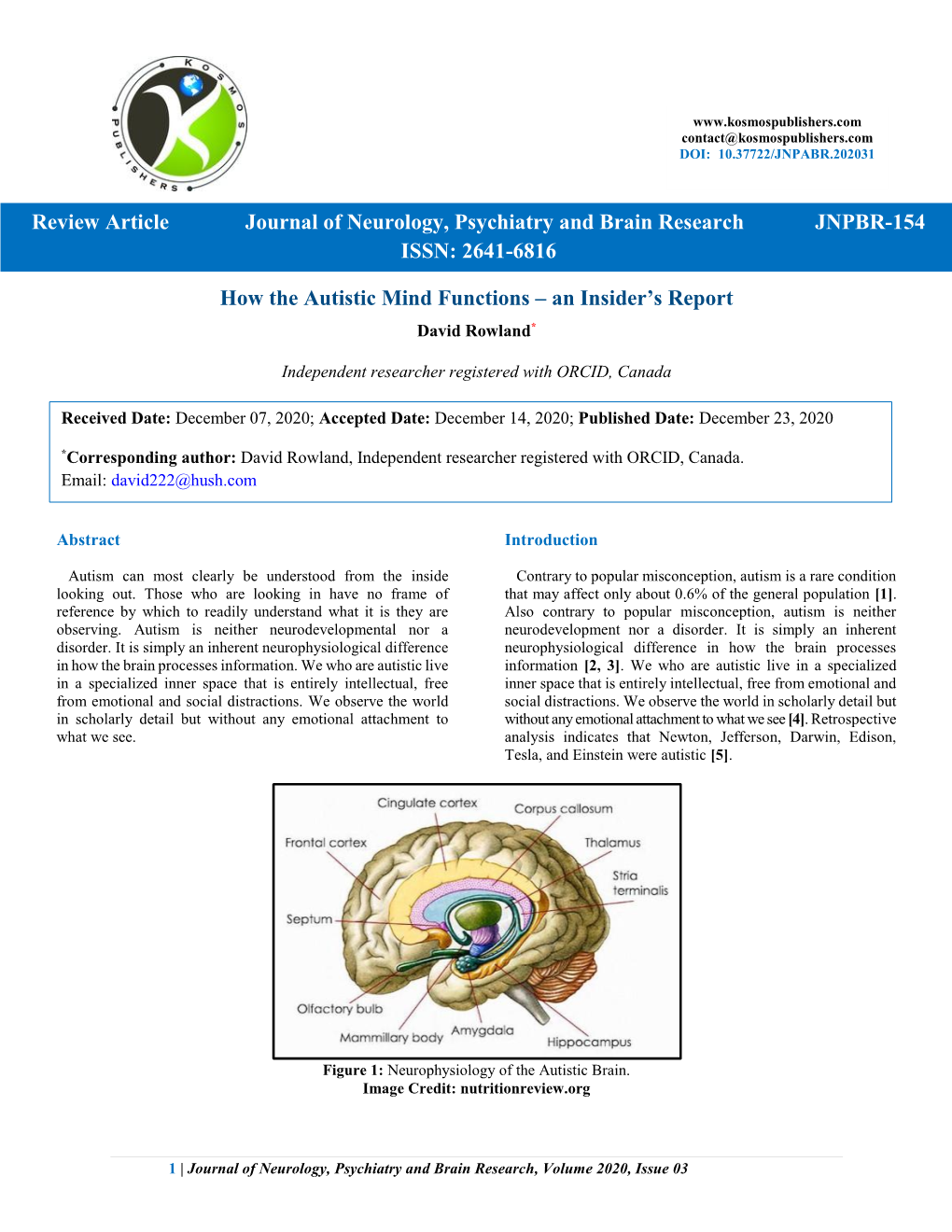 How the Autistic Mind Functions – an Insider’S Report