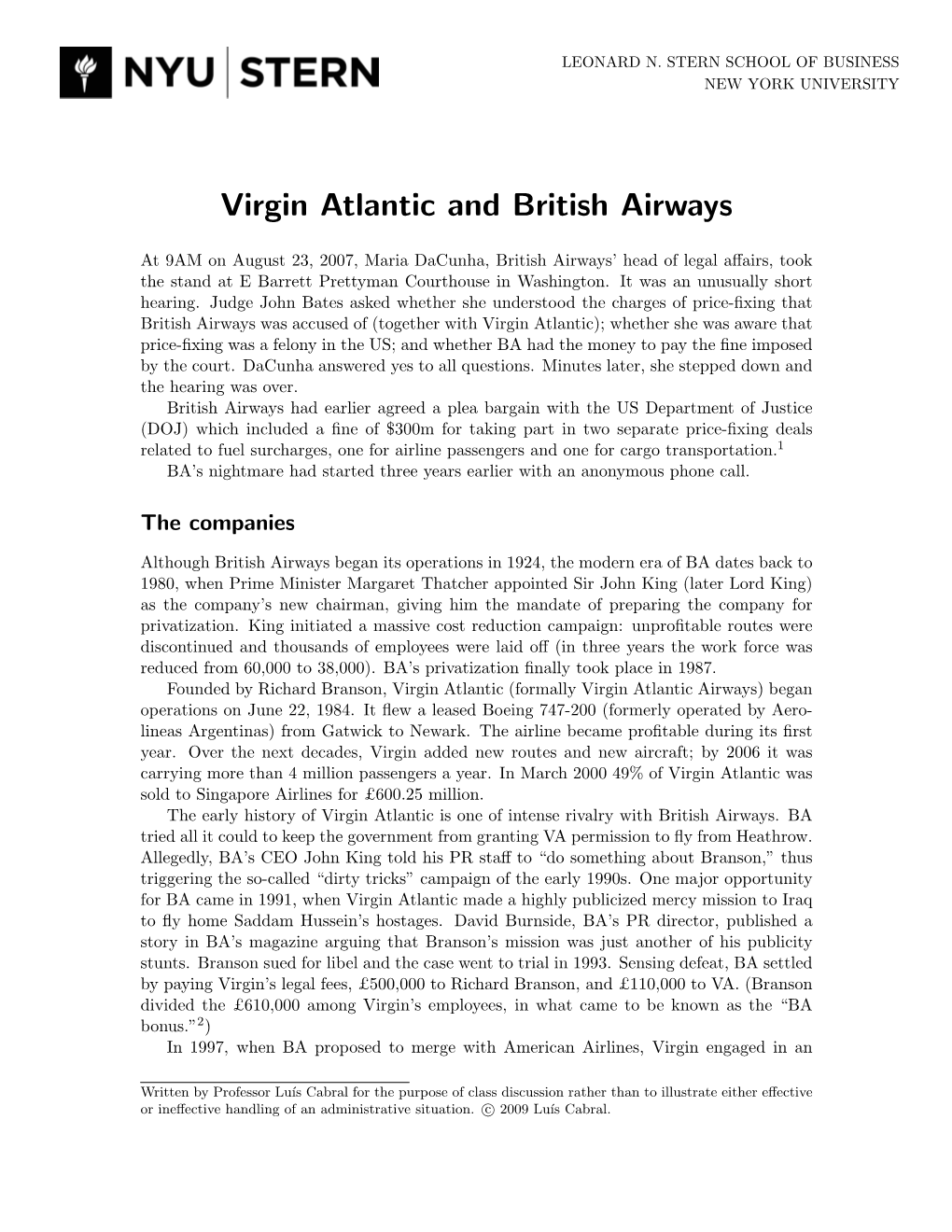 Virgin Atlantic and British Airways