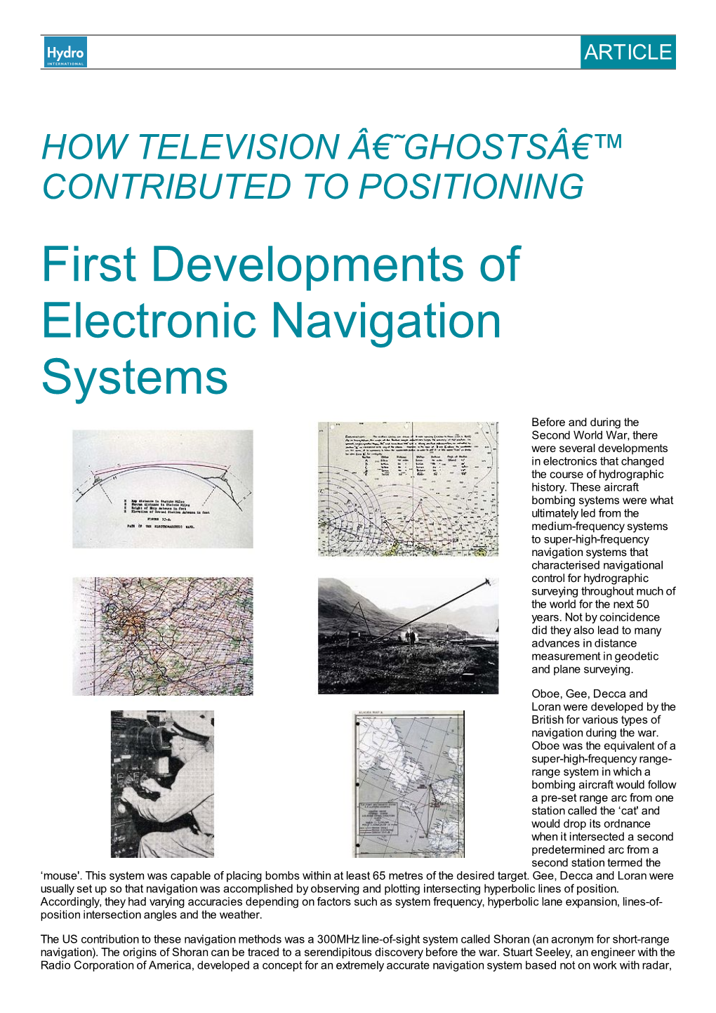 First Developments of Electronic Navigation Systems