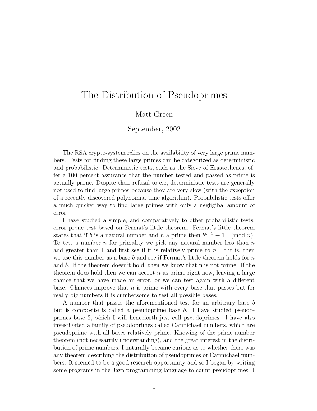 The Distribution of Pseudoprimes