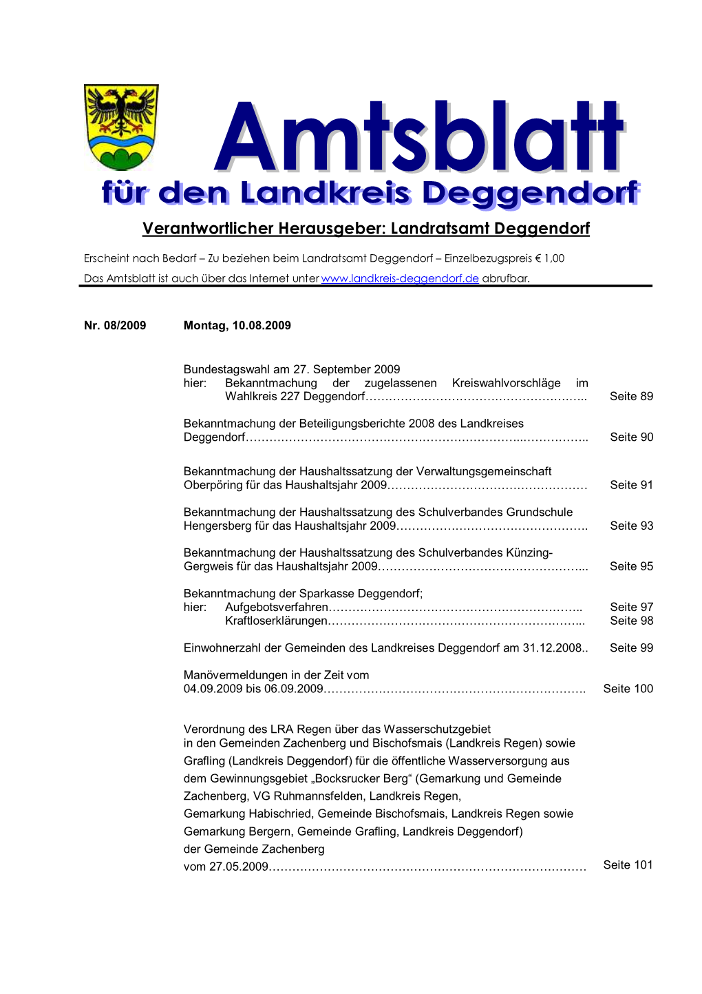 Verantwortlicher Herausgeber: Landratsamt Deggendorf