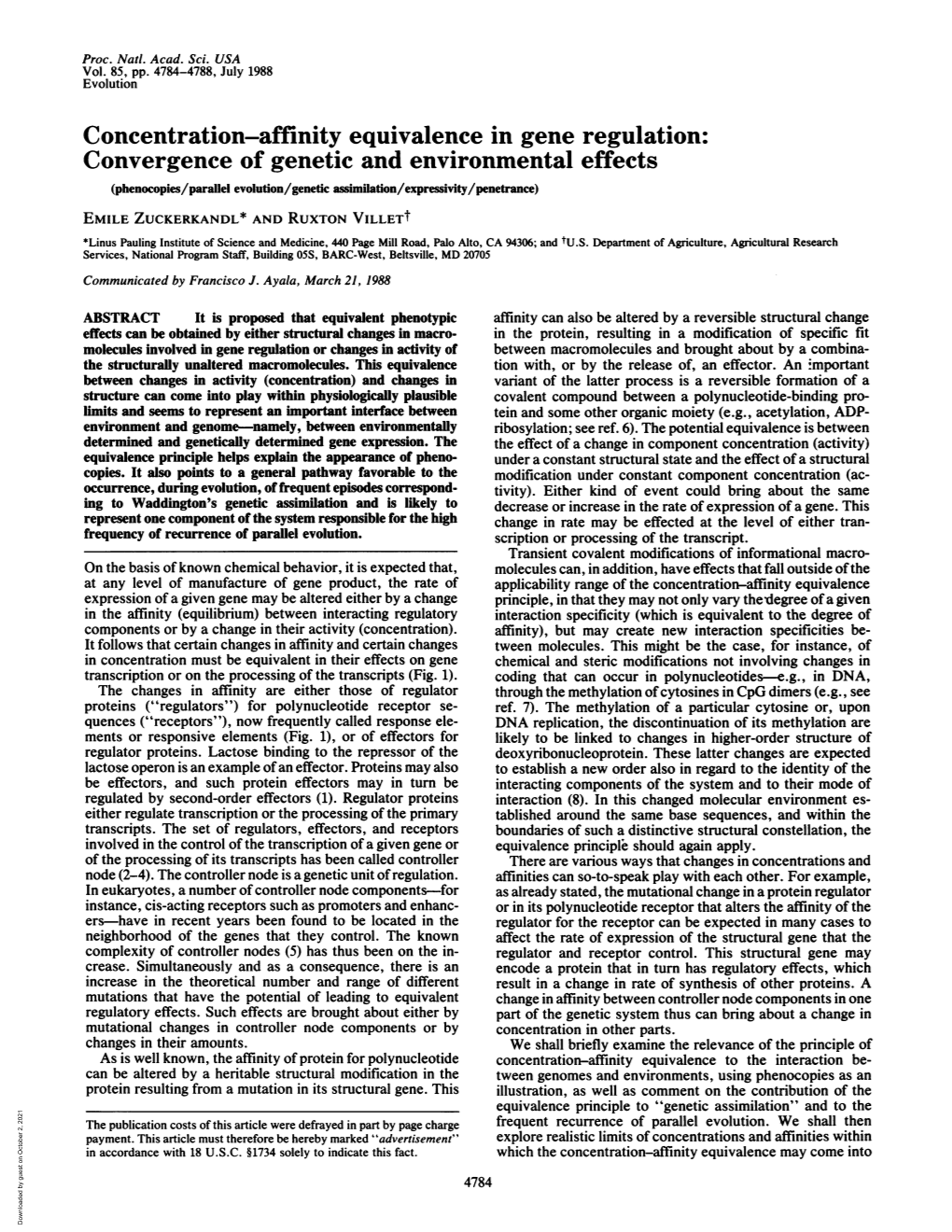 Concentration-Affinity Equivalence in Gene Regulation: Convergence Of