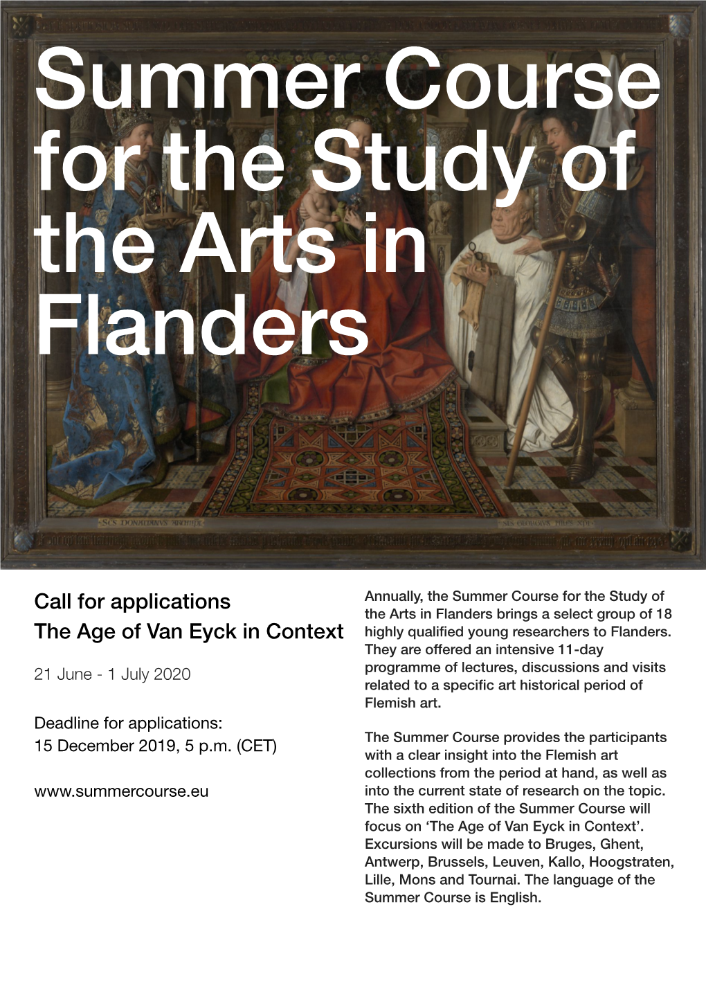 Call for Applications the Age of Van Eyck in Context