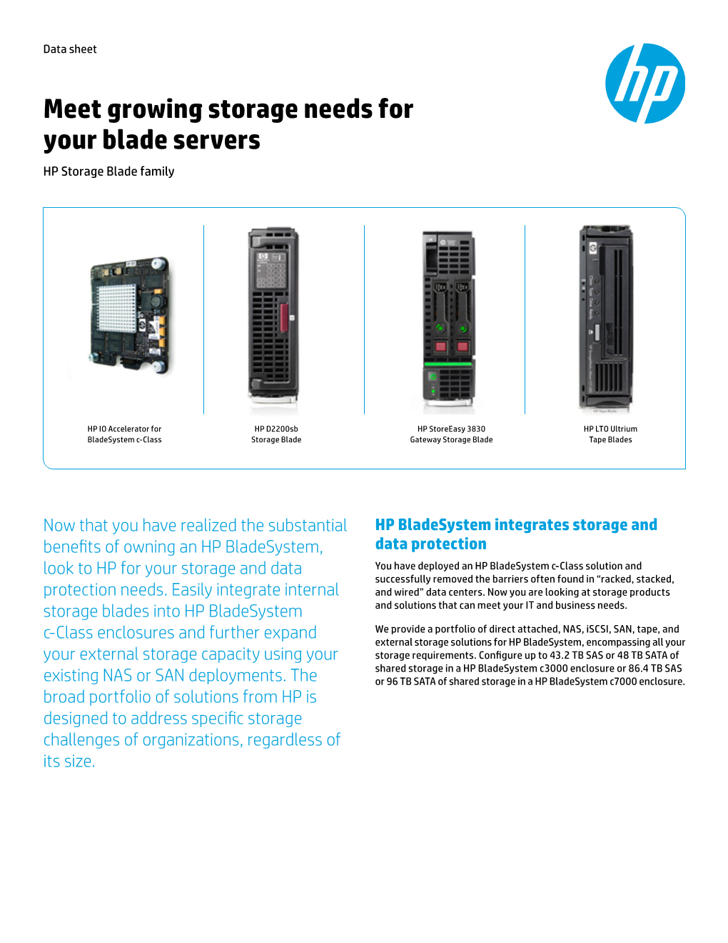 HP Storage Blade Family