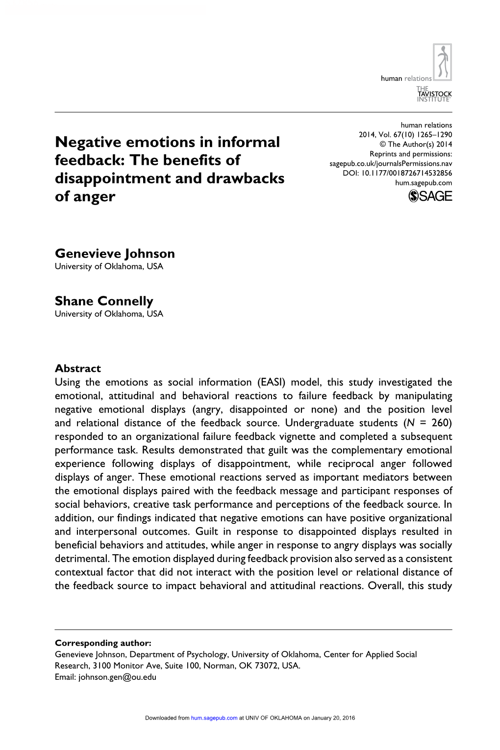 Negative Emotions in Informal Feedback: the Benefits Of