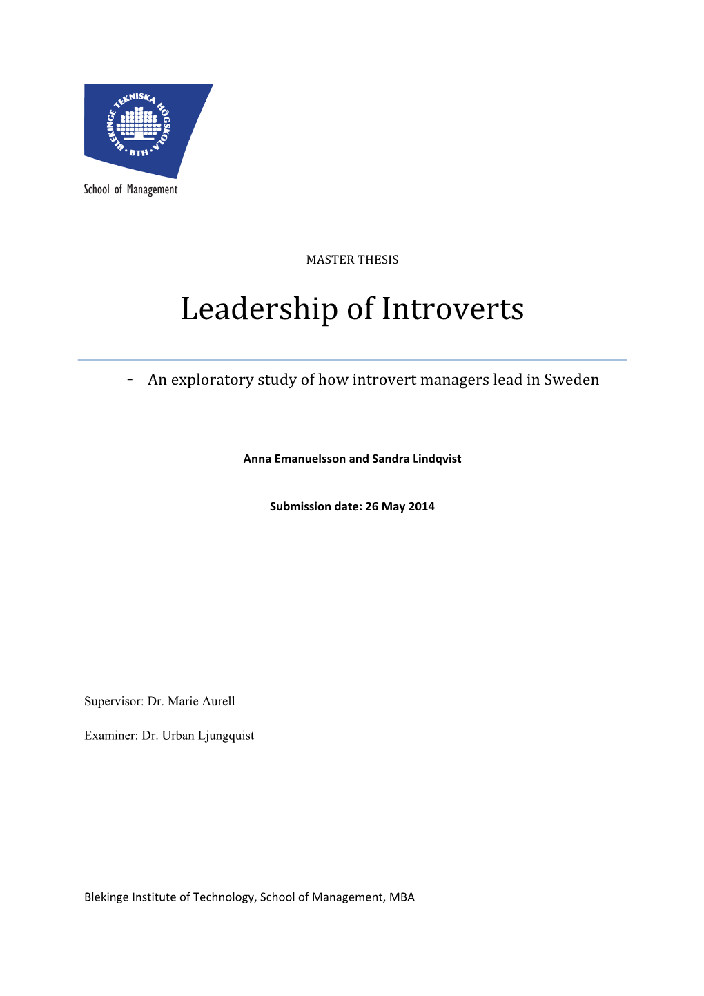 Leadership of Introverts