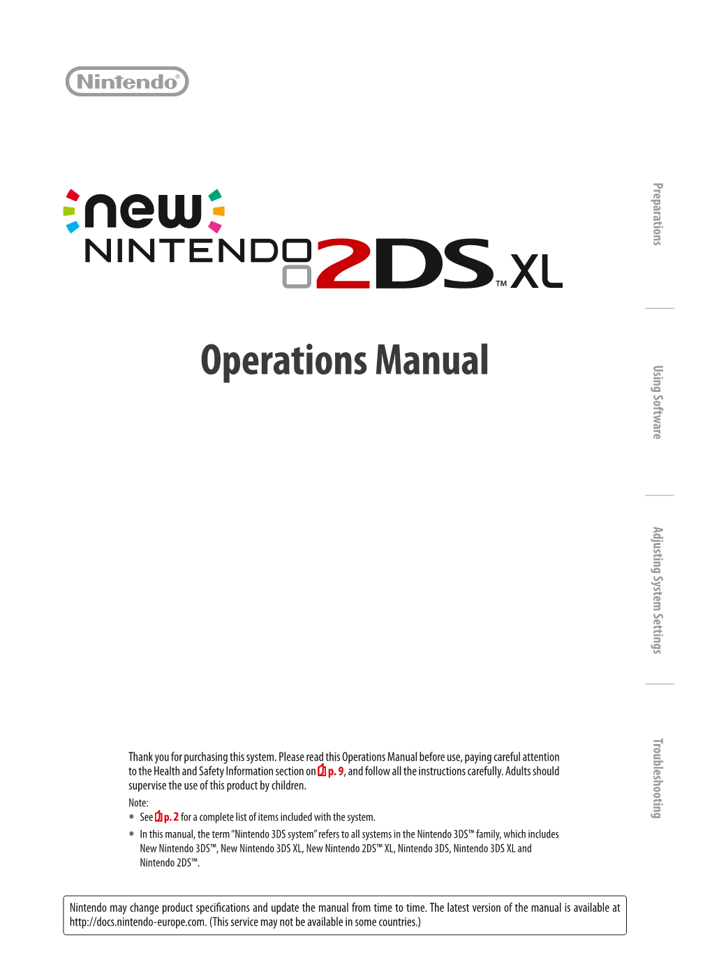 Operations Manual Using Software Adjusting System Settings Troubleshooting Thank You for Purchasing This System