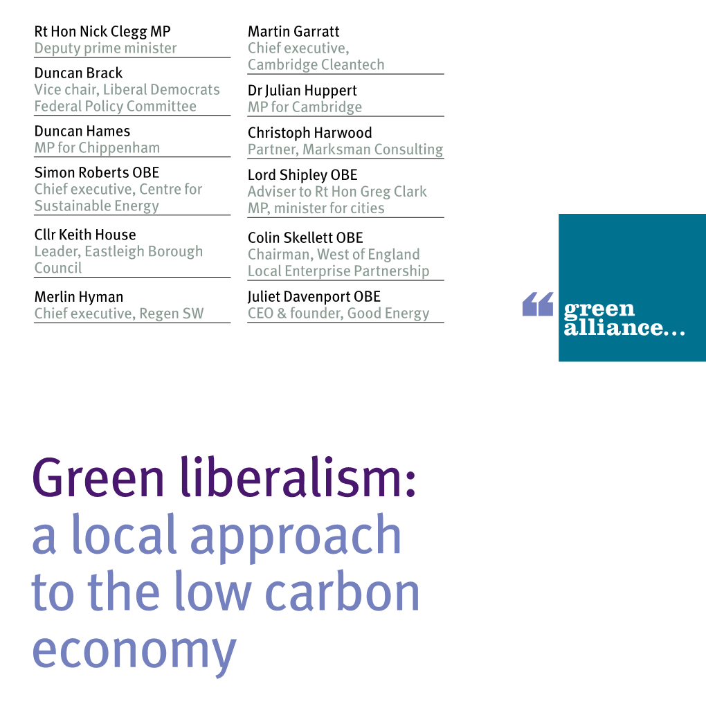 Green Liberalism: a Local Approach to the Low Carbon Economy