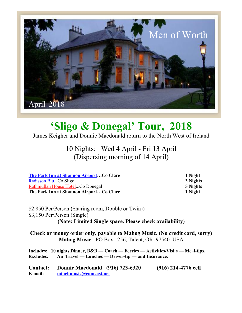 'Sligo & Donegal' Tour, 2018