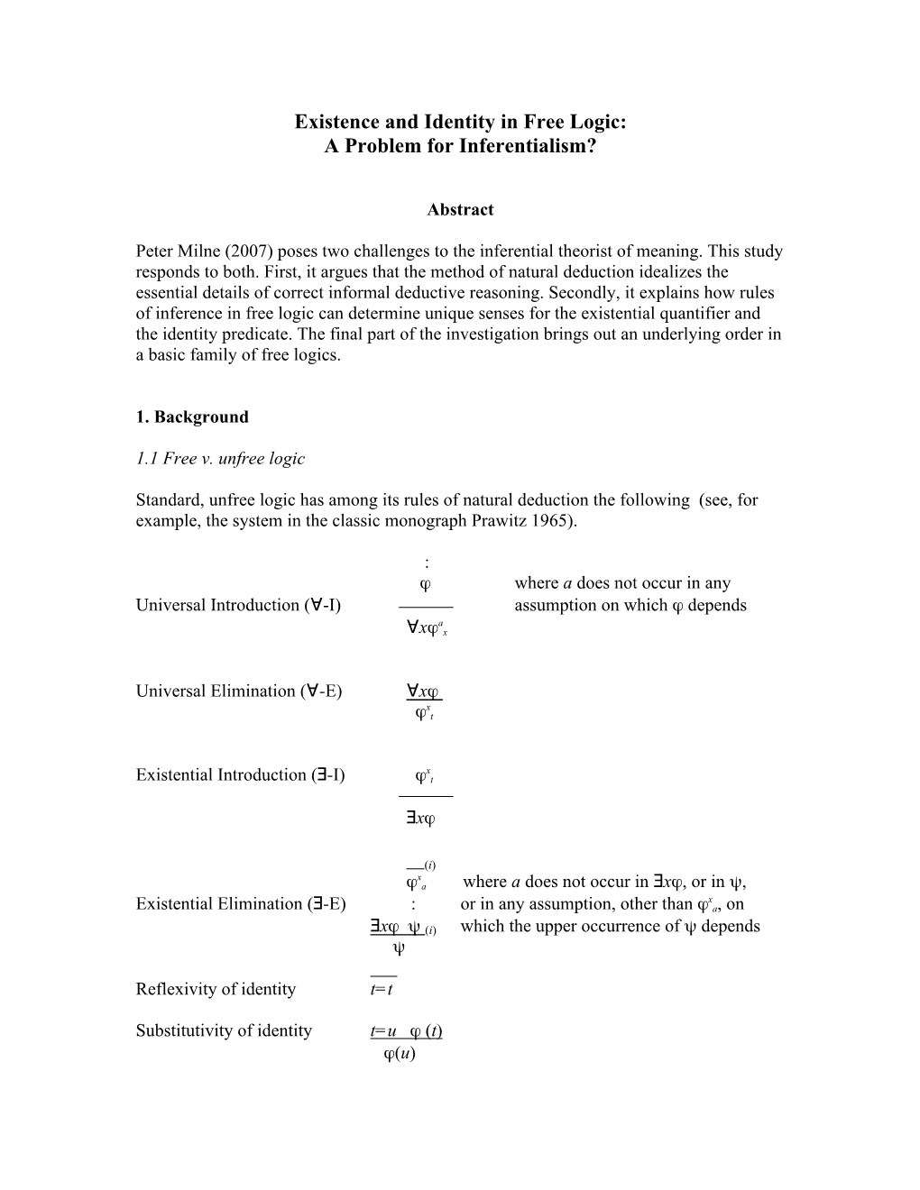 Existence and Identity in Free Logic: a Problem for Inferentialism?