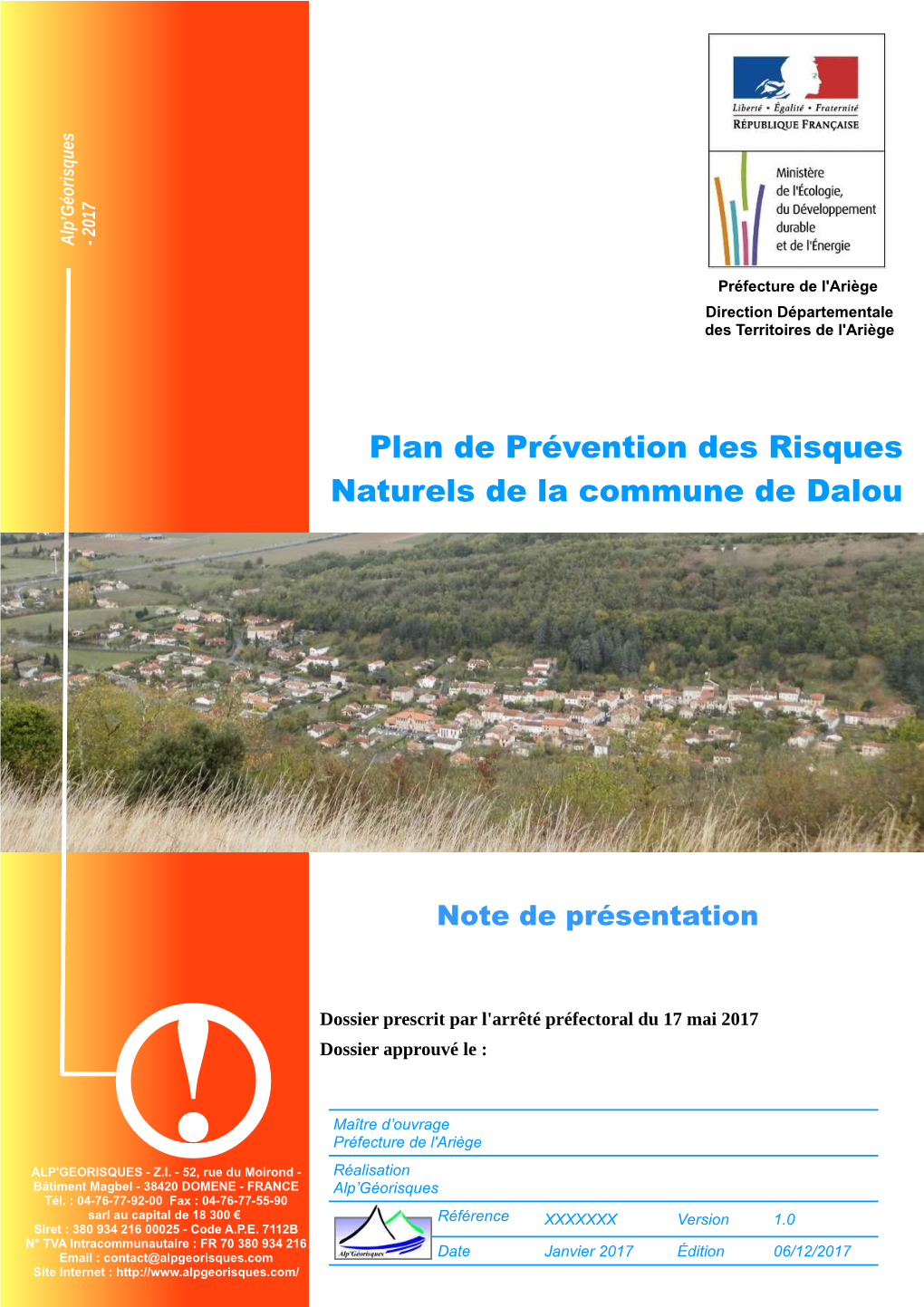 Plan De Prévention Des Risques Naturels De La Commune De Dalou
