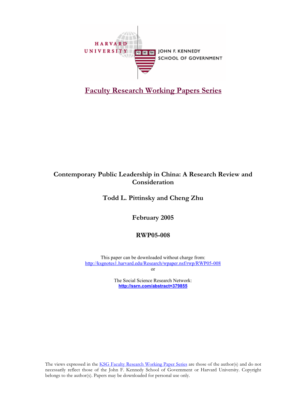Contemporary Public Leadership in China: a Research Review And