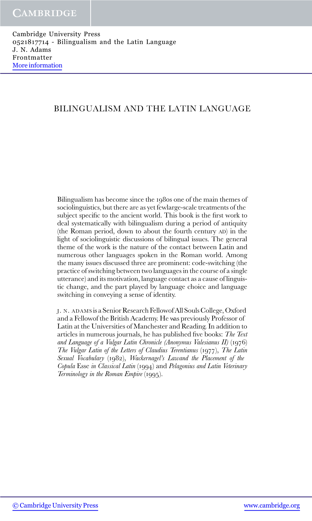 Bilingualism and the Latin Language J