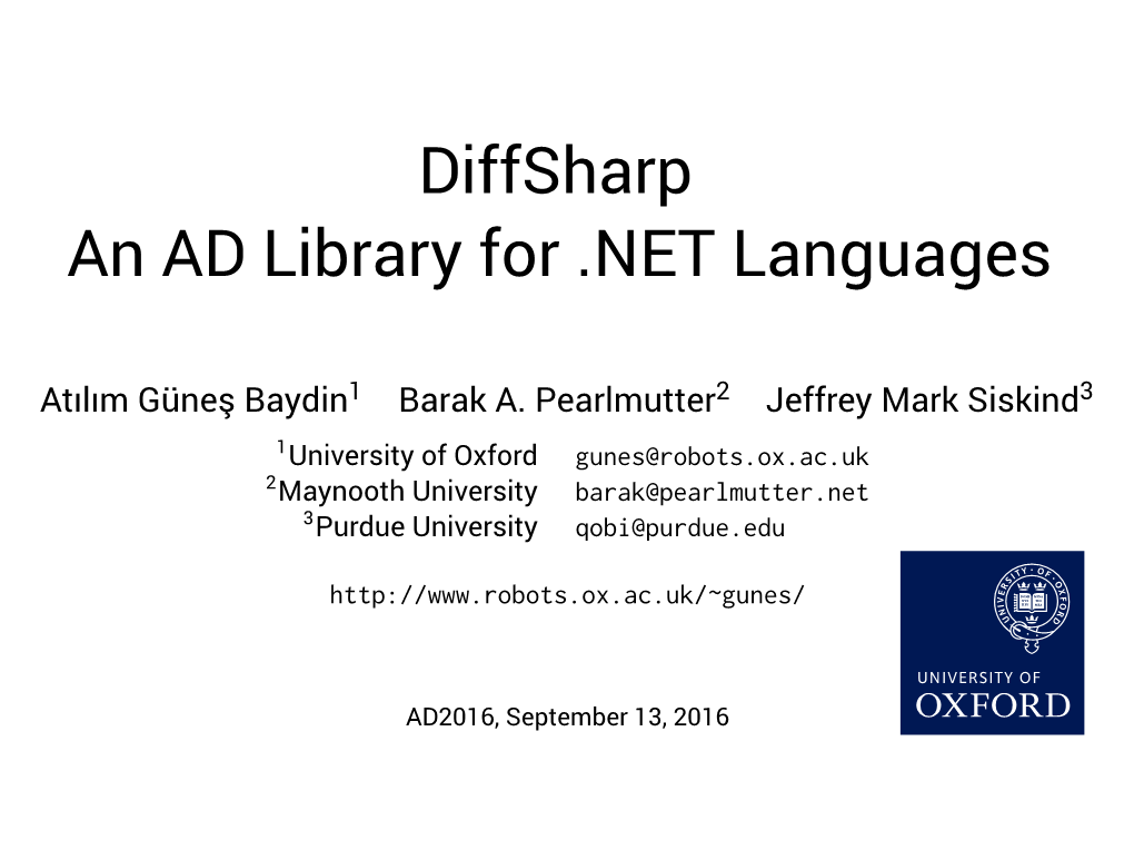 Diffsharp an AD Library for .NET Languages