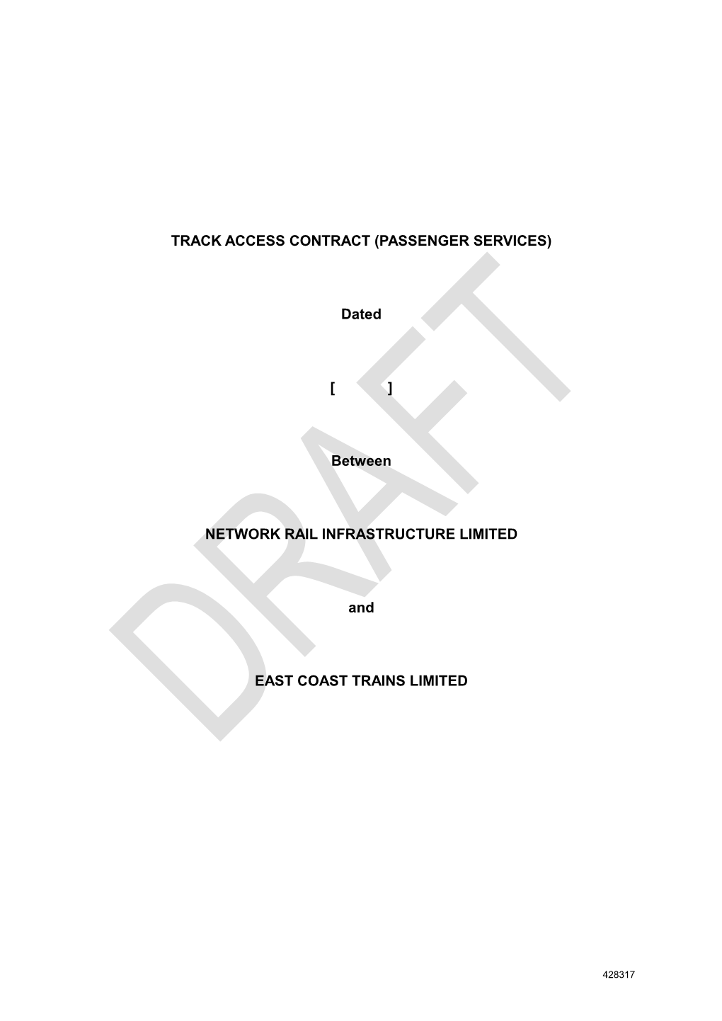 East Coast Trains Limited Draft Agreement Section 17