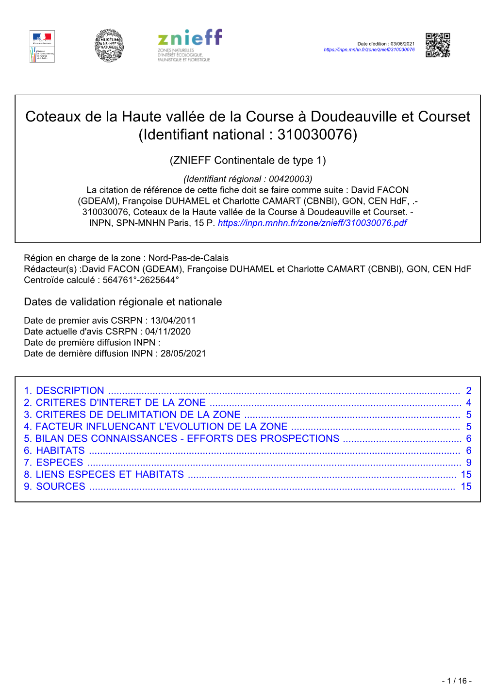 Coteaux De La Haute Vallée De La Course À Doudeauville Et Courset (Identifiant National : 310030076)