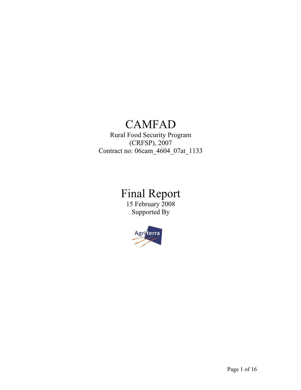 CAMFAD Final Report