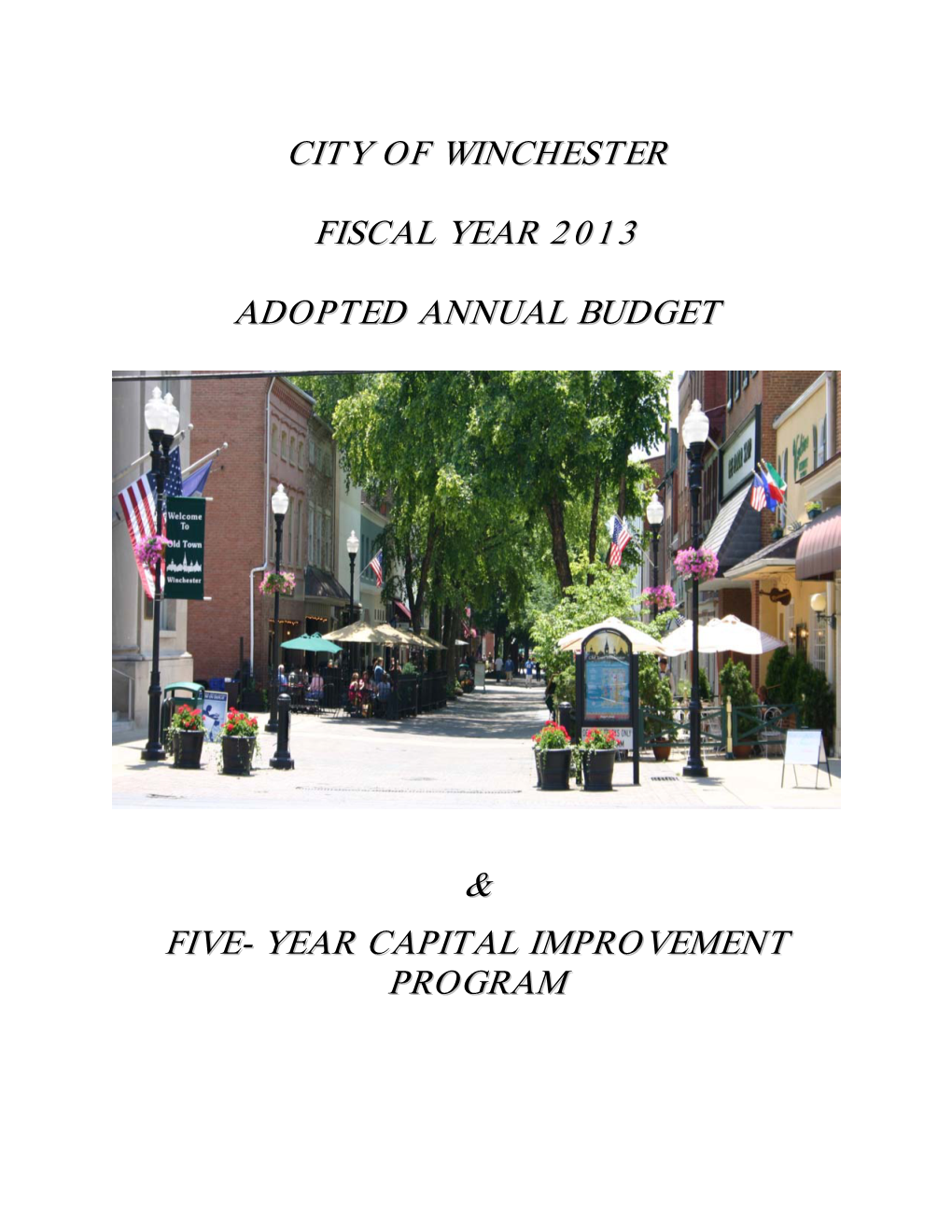 City of Winchester Fiscal Year 2013 Adopted Annual