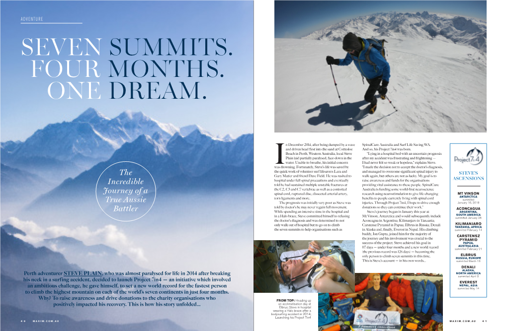 Seven Summits. Four Months. One Dream