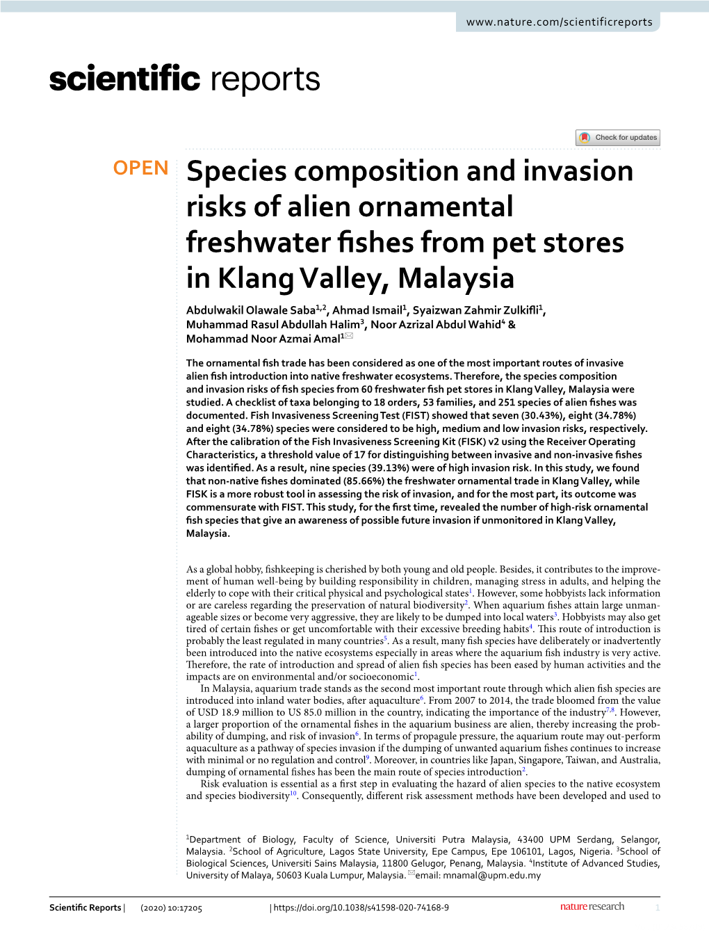 Species Composition and Invasion Risks of Alien Ornamental Freshwater