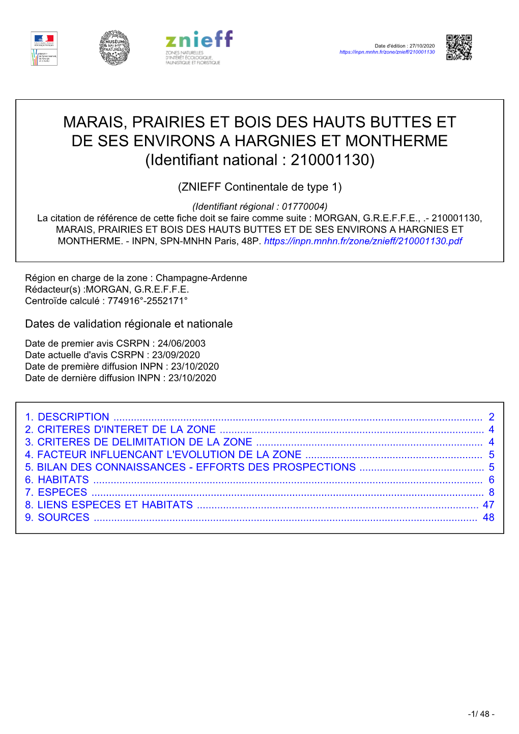 MARAIS, PRAIRIES ET BOIS DES HAUTS BUTTES ET DE SES ENVIRONS a HARGNIES ET MONTHERME (Identifiant National : 210001130)