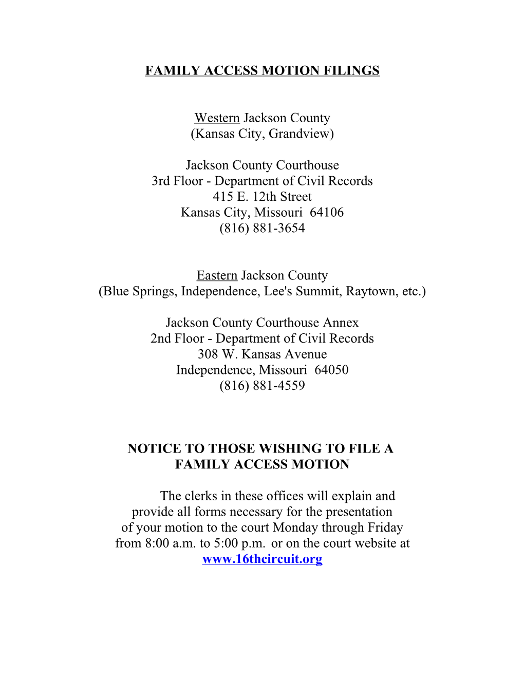 Family Access Information