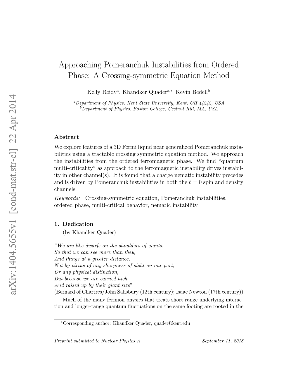 Approaching Pomeranchuk Instabilities from Ordered Phase: a Crossing-Symmetric Equation Method
