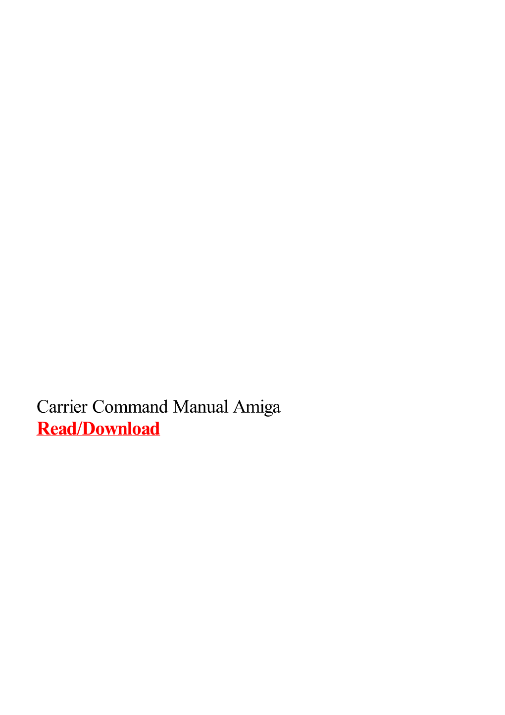 Carrier Command Manual Amiga