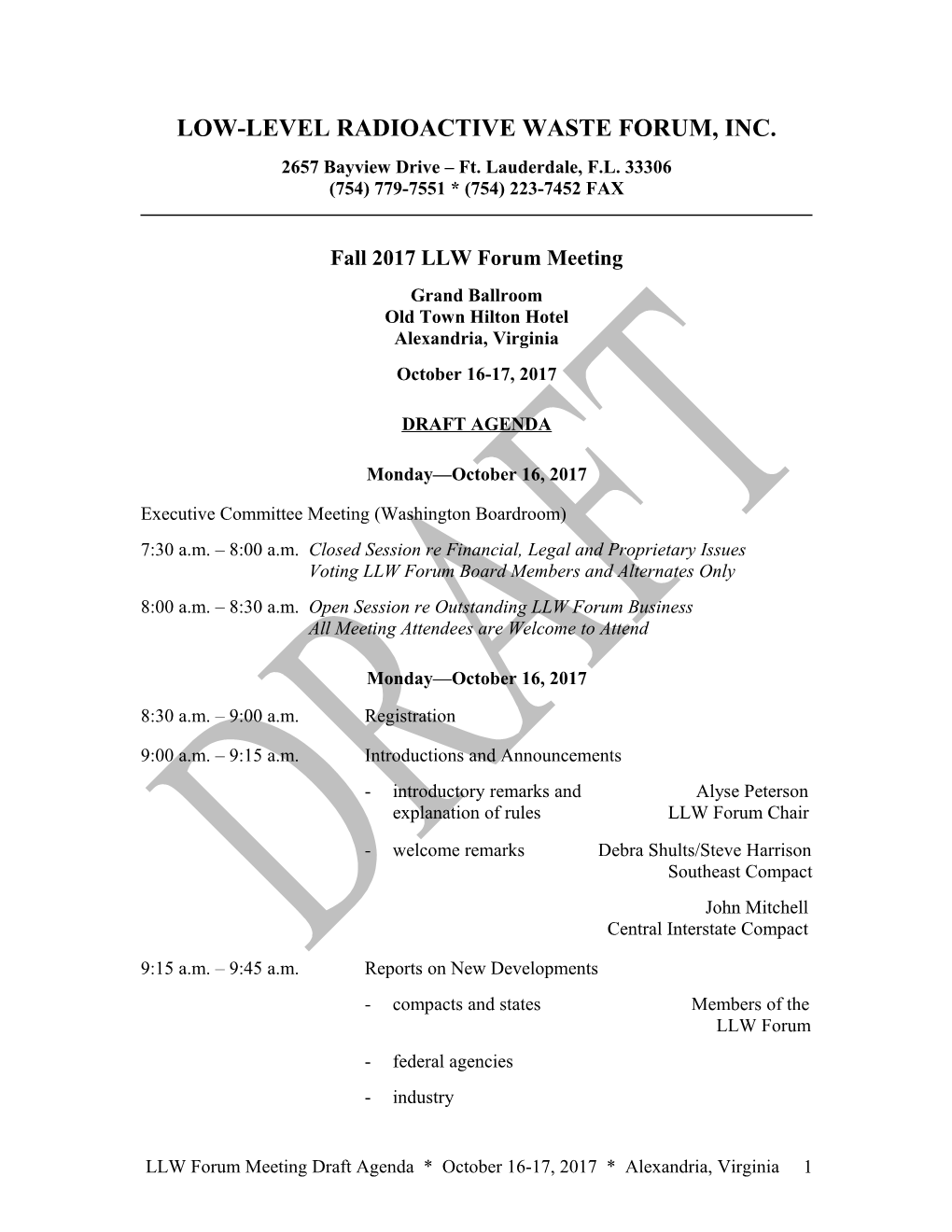 Low-Level Radioactive Waste Forum, Inc s1