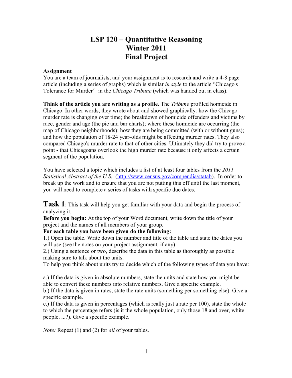 Quantitative Reasoning LSP 120 Final Project