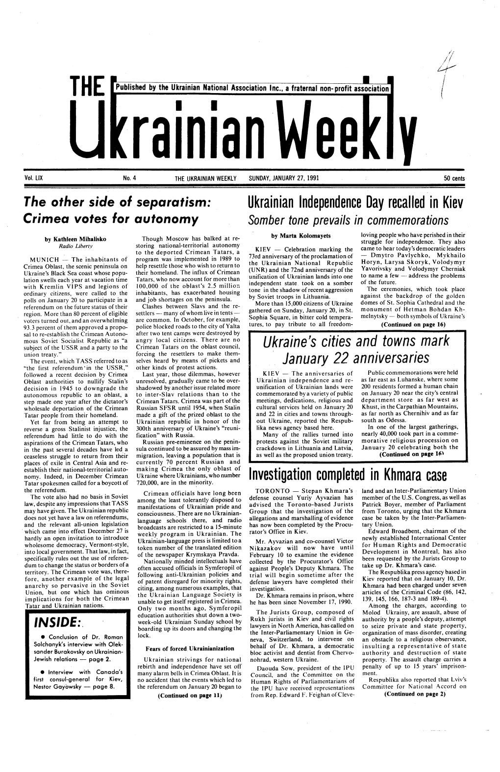 The Ukrainian Weekly 1991