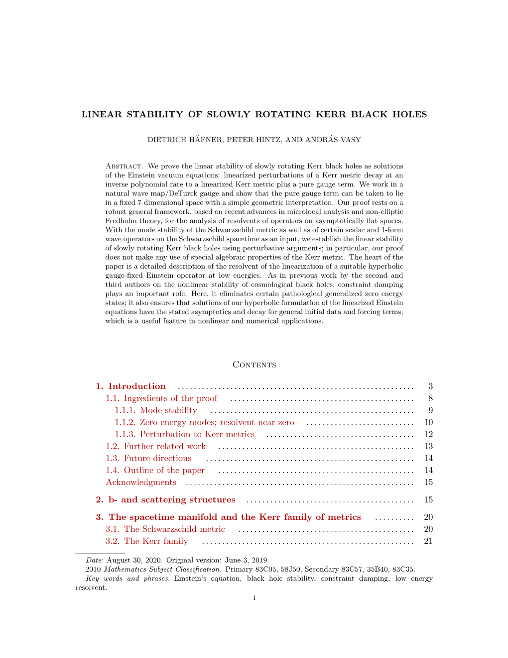 Linear Stability of Slowly Rotating Kerr Black Holes