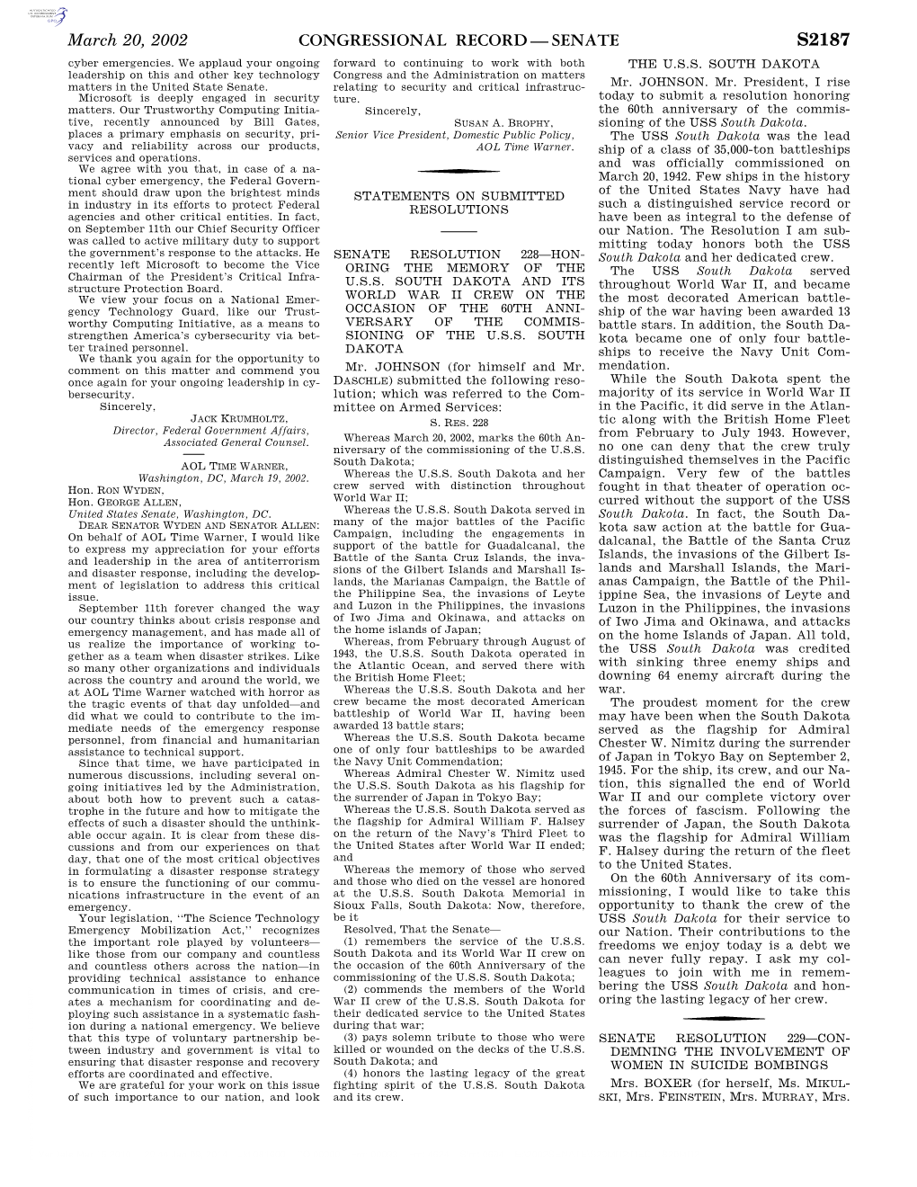 Congressional Record—Senate S2187