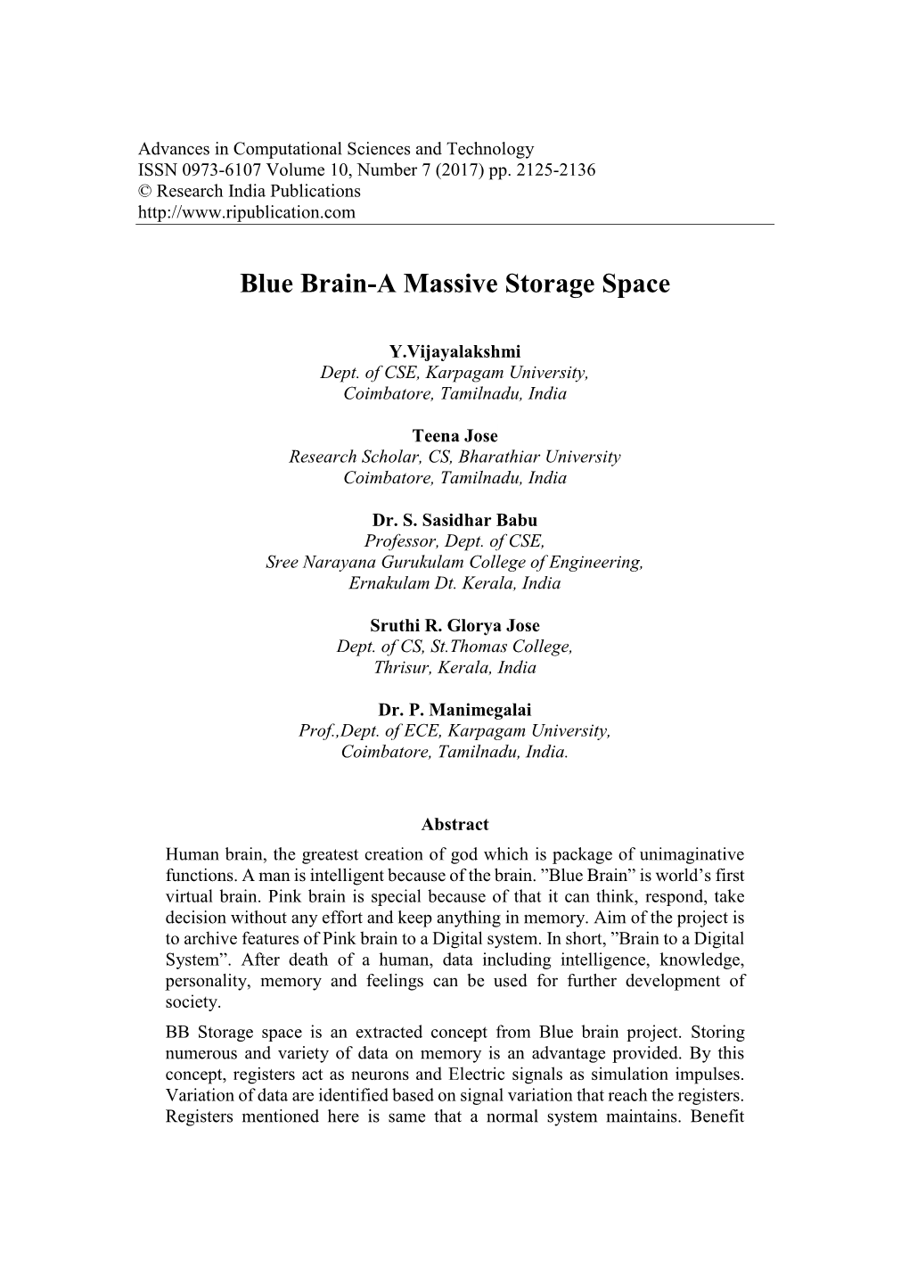 Blue Brain-A Massive Storage Space