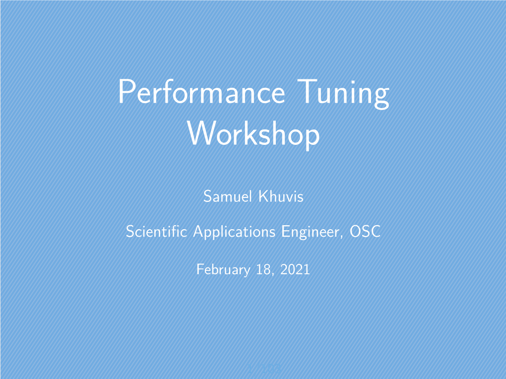 Performance Tuning Workshop
