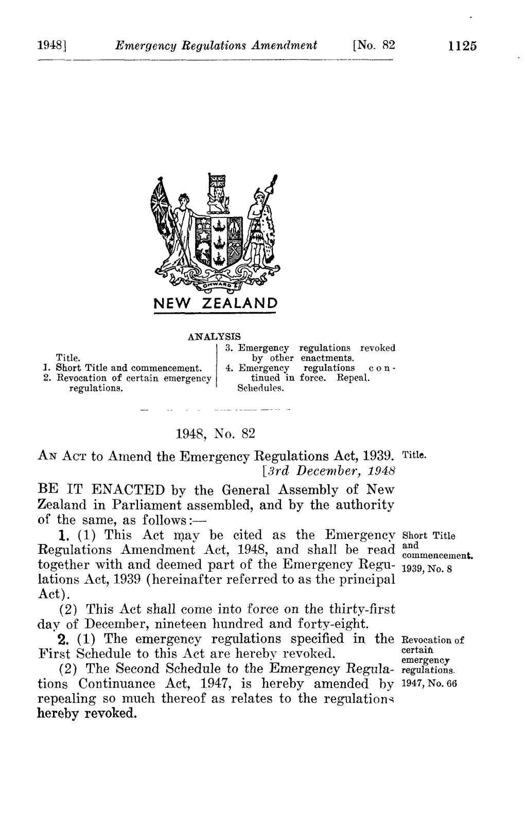 1948 No 82 Emergency Regulations Amendment